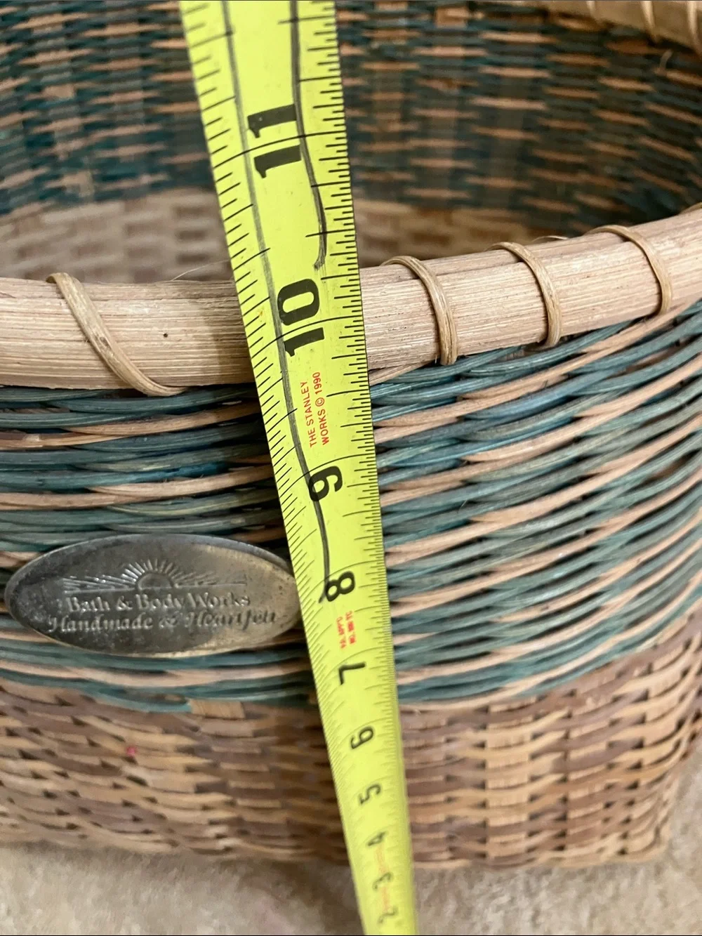 Bath & Body Works Woven Basket with Teal Accent and Ribbon